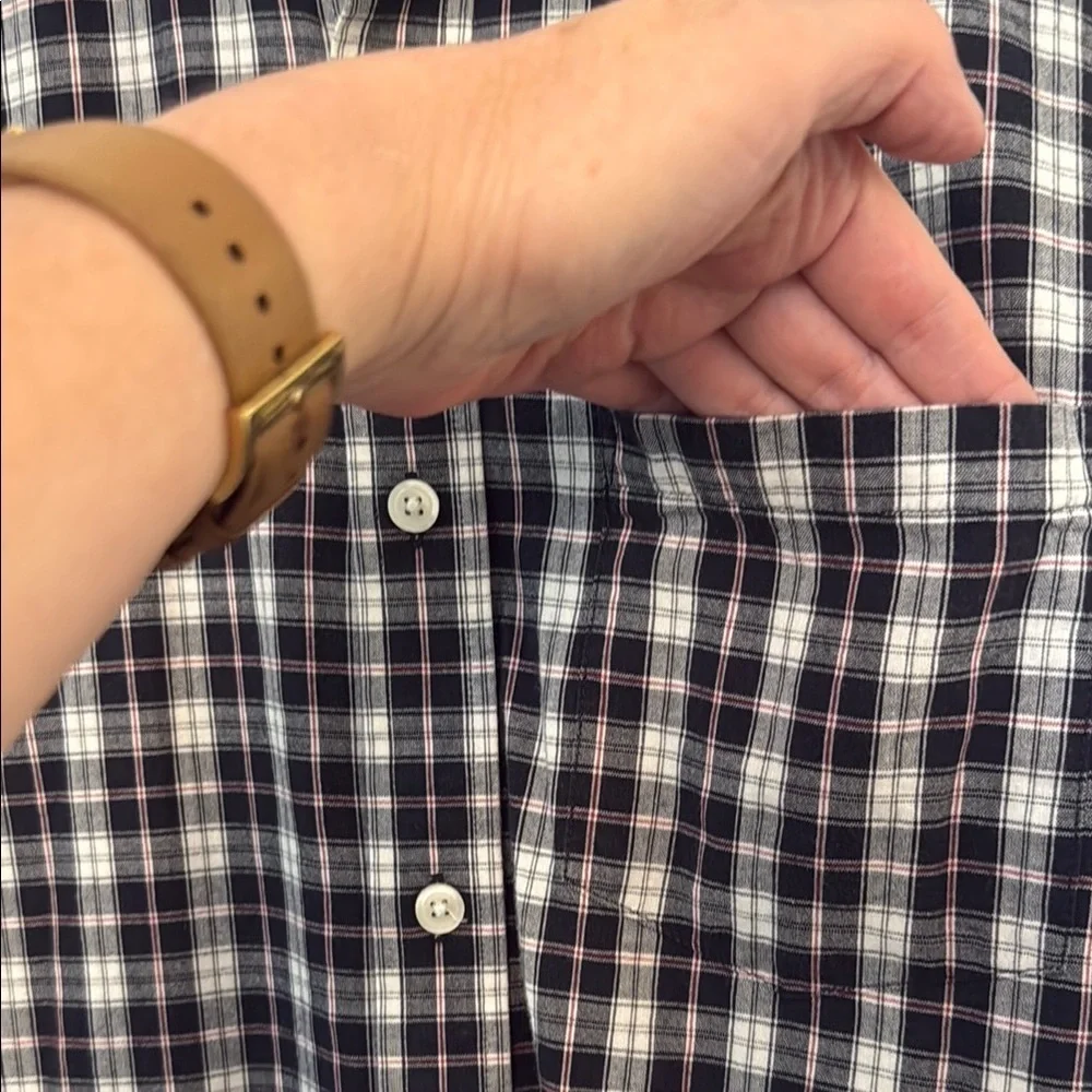 Banana Republic Soft Wash Slim Fit Plaid B/W Button Down Shirt Men’s Size M